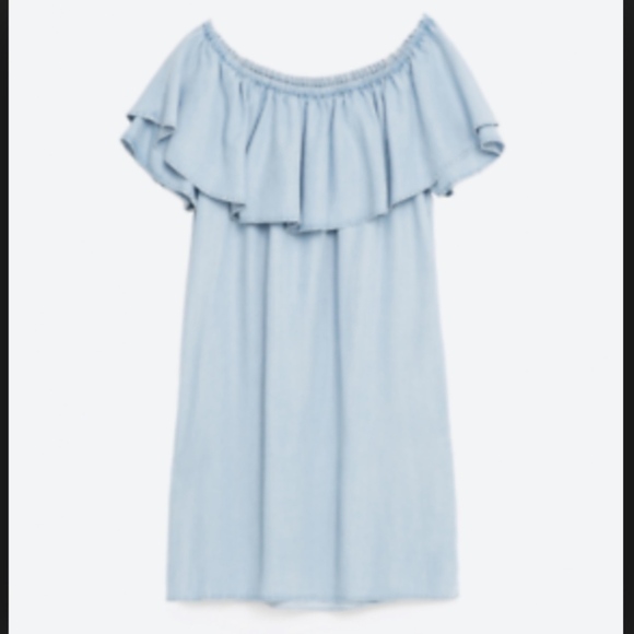 [Zara] Denim Off the Shoulder Dress - Picture 3 of 6